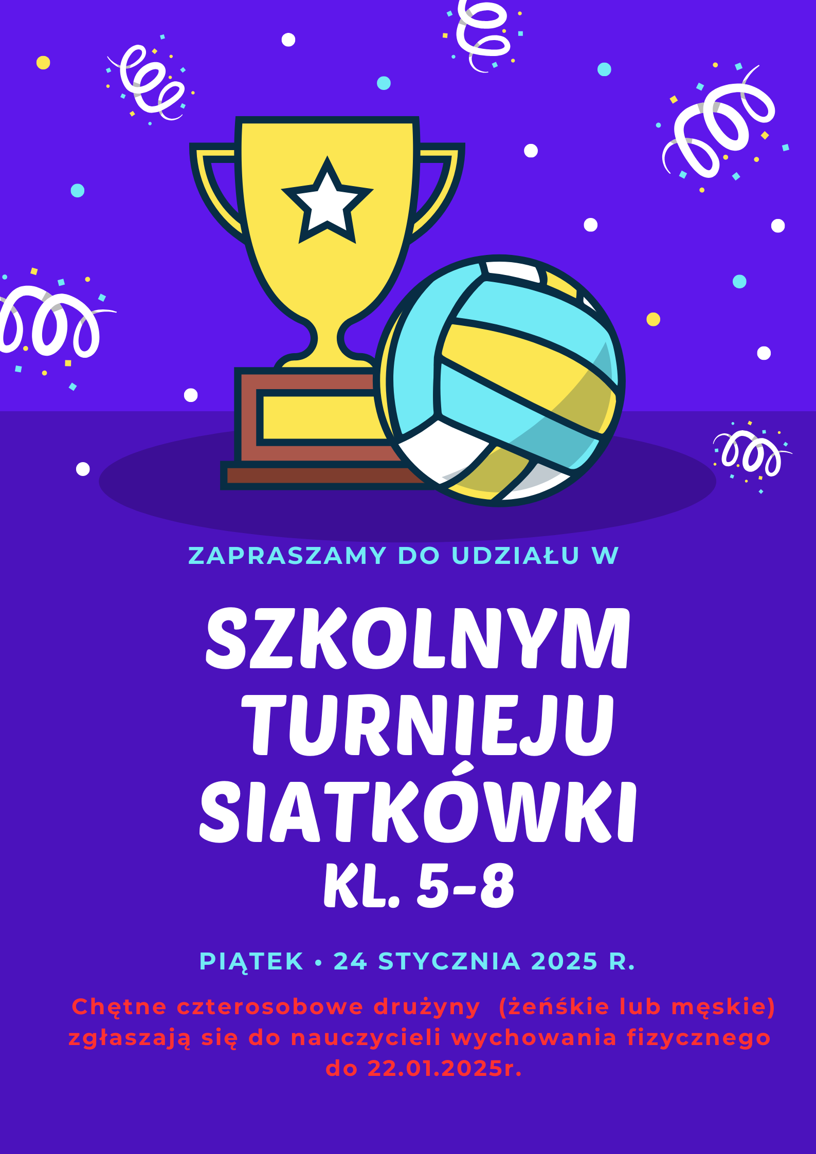 Szkolny Turniej piłki siatkowej klas 5-8