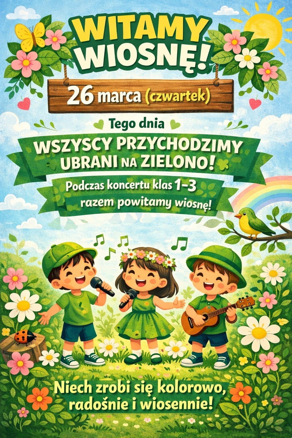 Zapraszamy uczniów klas 1-3 do wspólnego powitania wiosny.