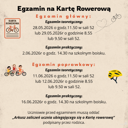 Egzamin na Kartę Rowerową - terminy