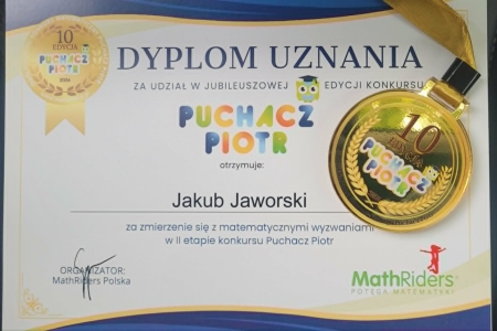 10 Edycja Konkursu matematycznego „Puchacz Piotr”
